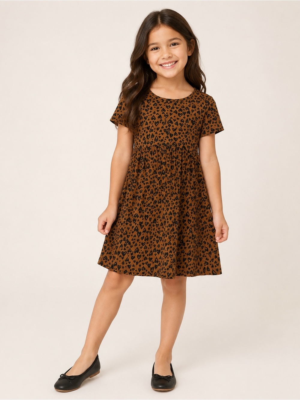 Old Navy New Condition Camel Dress with Black Heart Print NWT